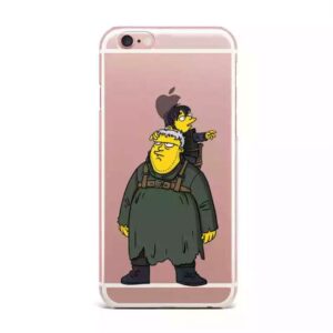 funda iPhone Hodor simpsonizado llevando a Bran heroico y divertido