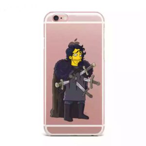 funda iPhone Jon Snow simpsonizado con espada Garra y capa