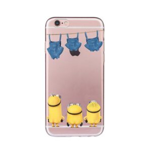 funda iPhone Minions detalle cuerda y petos colgando